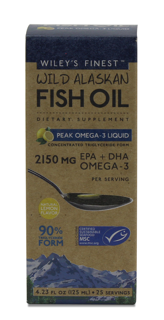 Wiley's Finest Wild Alaskan Fish Oil Peak EPA Omega-3 Liquid (2150MG EPA+DHA PER SERVING), 25 SERVINGS - Lemon Flavour