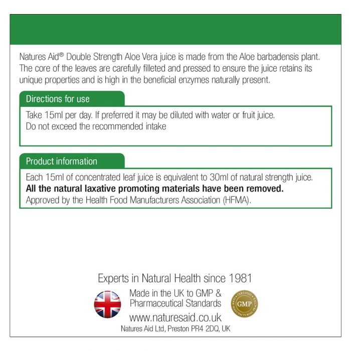 Natures Aid Double Strength Aloe Vera Juice