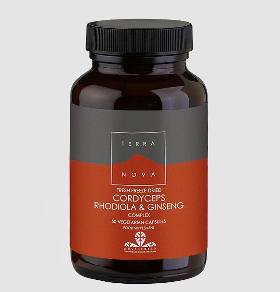 Terrva Nova Cordyceps, Rhodiola and Ginseng Complex - 50 Vegetarian Capsules