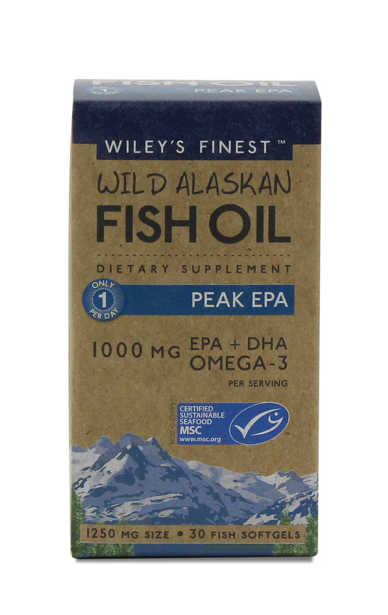 Wiley's Finest Wild Alaskan Fish Oil Peak EPA (1000MG EPA+DHA PER SOFTGEL), 30 SOFTGELS