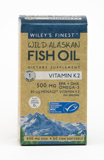 Wileys Finest Fish Oil, Vitamin K2 Softgels - 60 Capsules