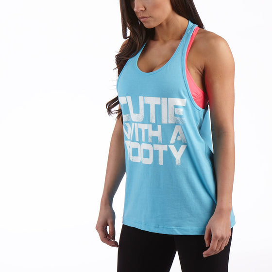 Man Up Slogan Tank Blue/White - Cutie With A Booty