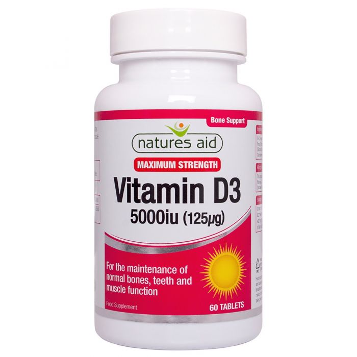 Natures Aid Vitamin D3 5000iu (125ug) High Strength- 60 Tablets
