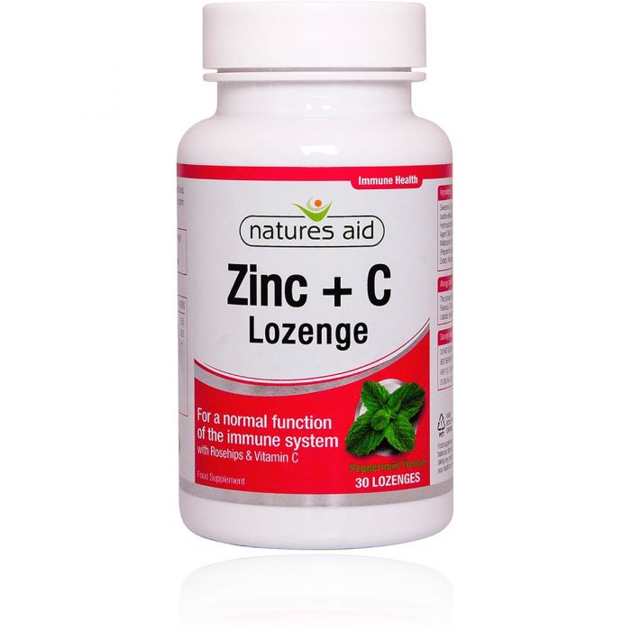 Natures Aid Zinc Lozenge (Peppermint) with Rosehip + Vitamin C 30 Lozenges